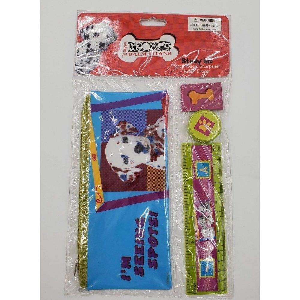 Disney's 101 Dalmatians Study Kit Pencil Pouch Sharpener Ruler Eraser